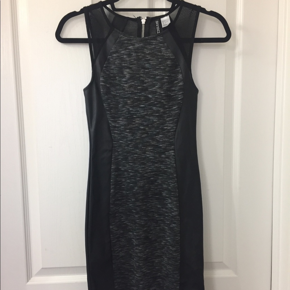 Divided Black heather/ leather Side Minidress Sz 4